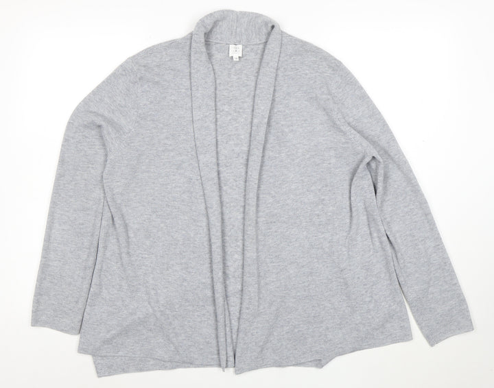 John Lewis Womens Grey Long Sleeve Open Knit Cardigan Size 12