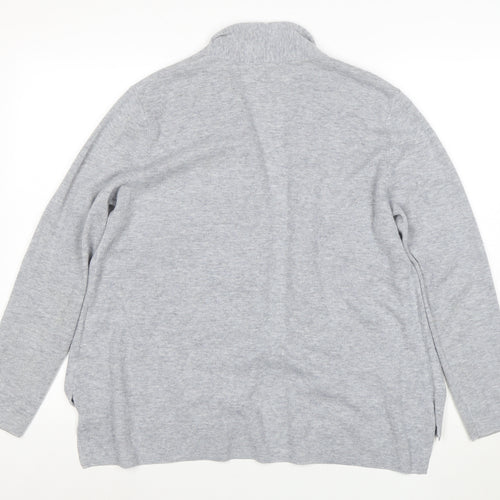 John Lewis Womens Grey Long Sleeve Open Knit Cardigan Size 12
