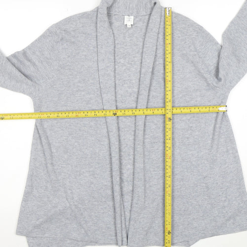 John Lewis Womens Grey Long Sleeve Open Knit Cardigan Size 12