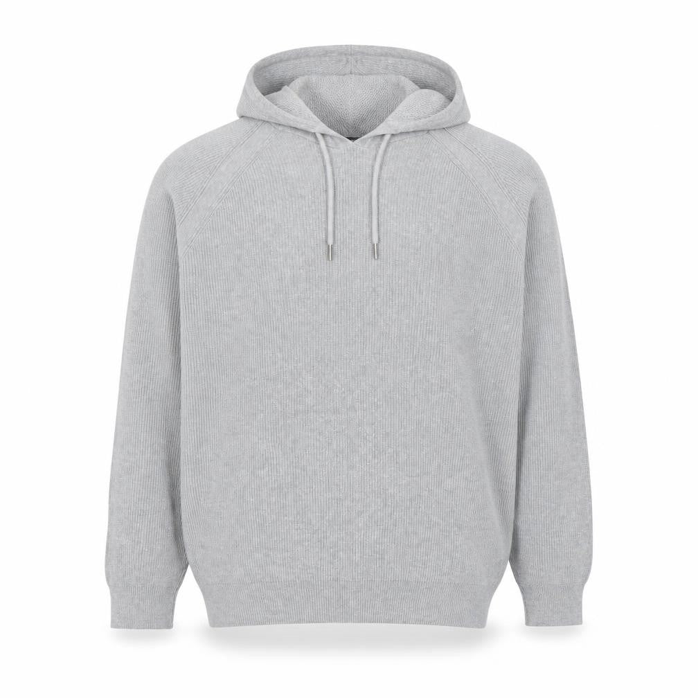 Front view of Next Men’s Grey Hooded jumper XL Knit Long Sleeve Casual