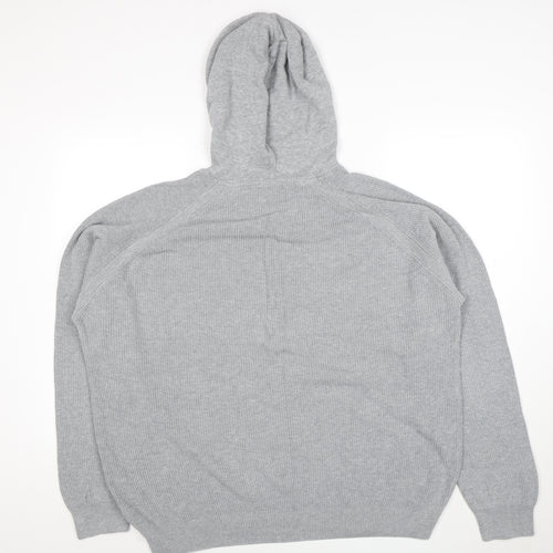 Next Men’s Grey Hooded Pullover Jumper XL Knit Long Sleeve Casual