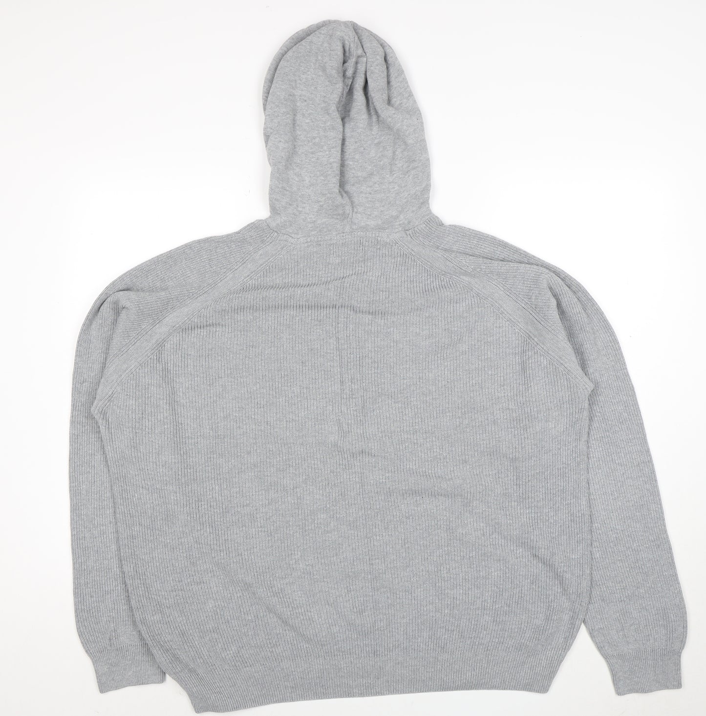 Next Men’s Grey Hooded Pullover Jumper XL Knit Long Sleeve Casual