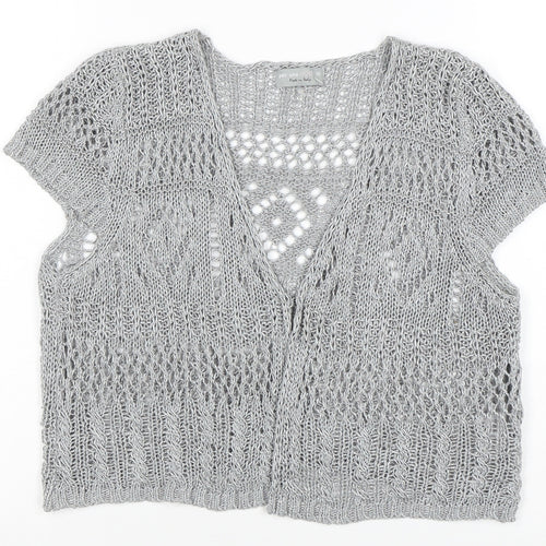 Marks and Spencer Women’s Silver Open Knit Short Sleeve Cardigan Size 16