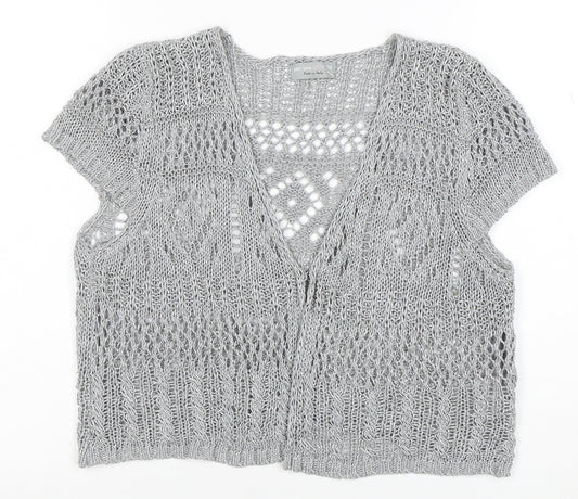 Marks and Spencer Women’s Silver Open Knit Short Sleeve Cardigan Size 16