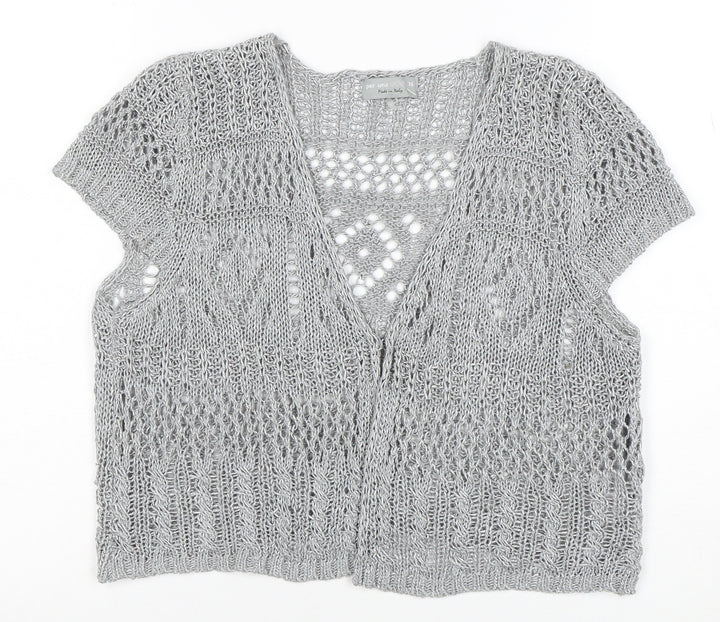 Marks and Spencer Women’s Silver Open Knit Short Sleeve Cardigan Size 16