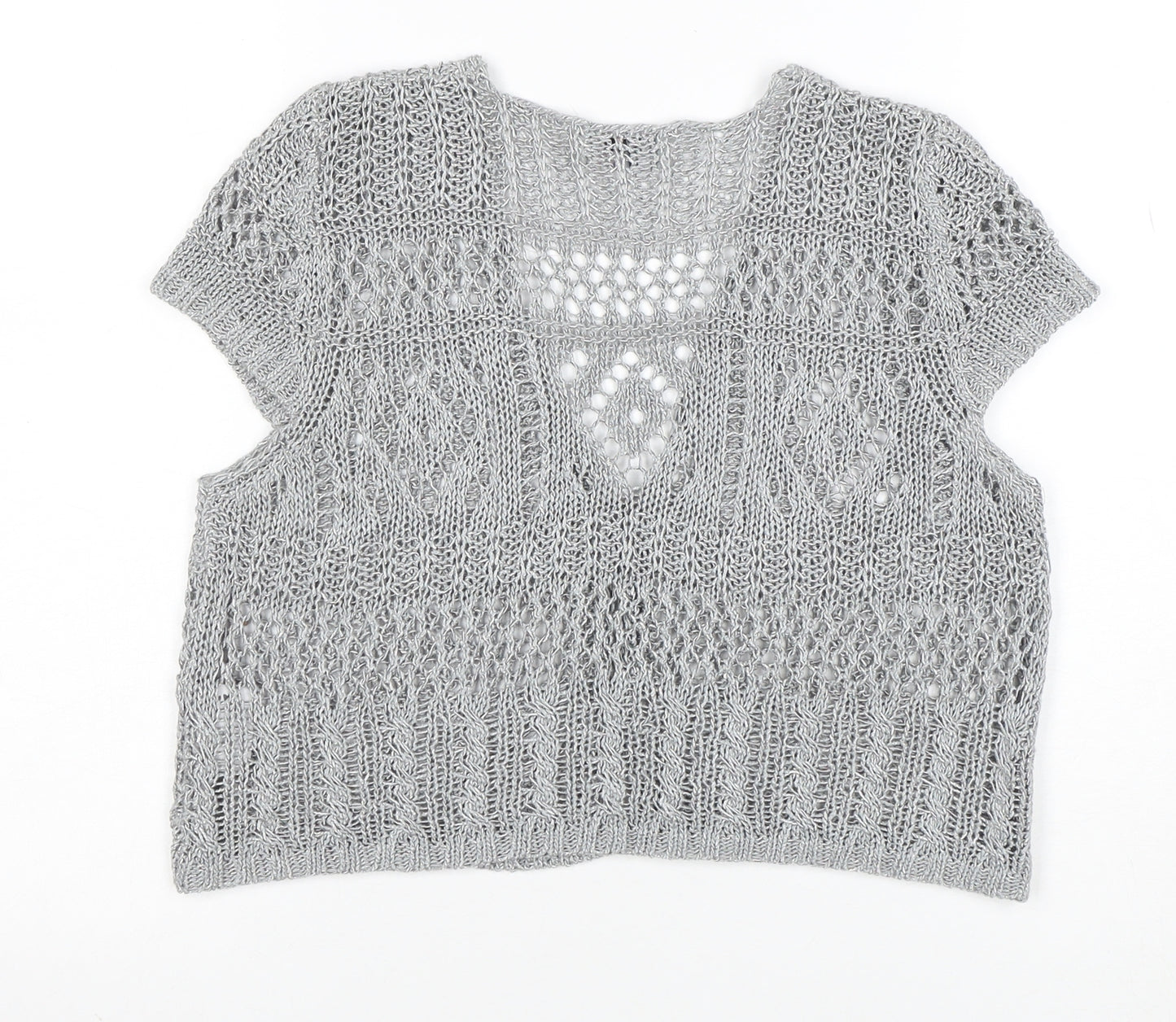 Marks and Spencer Women’s Silver Open Knit Short Sleeve Cardigan Size 16