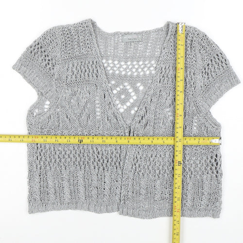 Marks and Spencer Women’s Silver Open Knit Short Sleeve Cardigan Size 16