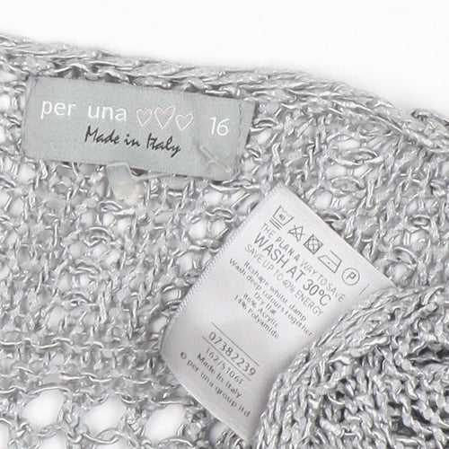 Marks and Spencer Women’s Silver Open Knit Short Sleeve Cardigan Size 16