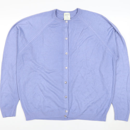 Jonelle Women's Blue Acrylic Crew Neck Cardigan Size 18