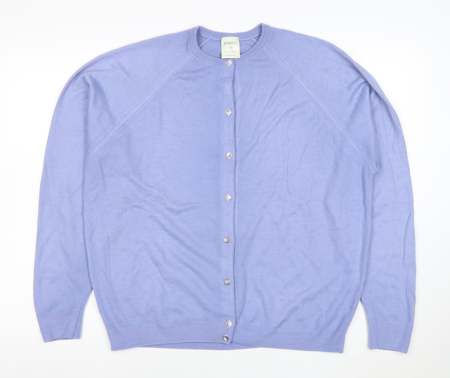 Jonelle Women's Blue Acrylic Crew Neck Cardigan Size 18