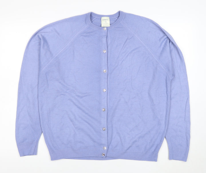 Jonelle Women's Blue Acrylic Crew Neck Cardigan Size 18