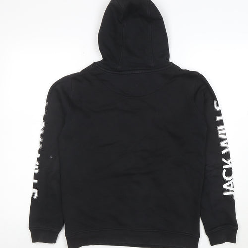Jack Wills Boys Black Pullover Hoodie 12-13 Years with Zip Pockets