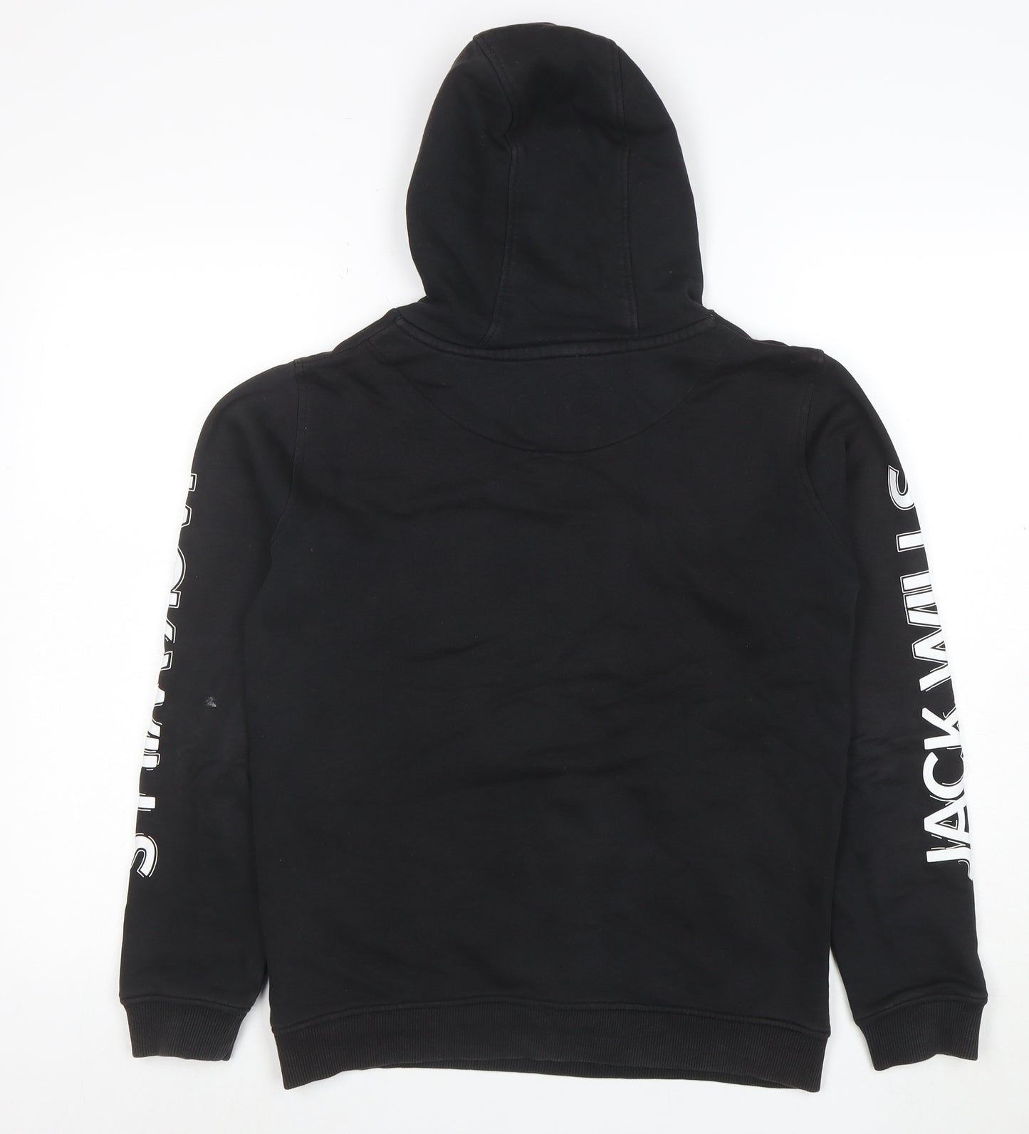 Jack Wills Boys Black Pullover Hoodie 12-13 Years with Zip Pockets