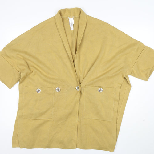 Marla Wynne Women's Beige Short Sleeve Open Cardigan XS