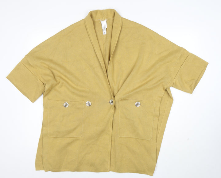 Marla Wynne Women's Beige Short Sleeve Open Cardigan XS