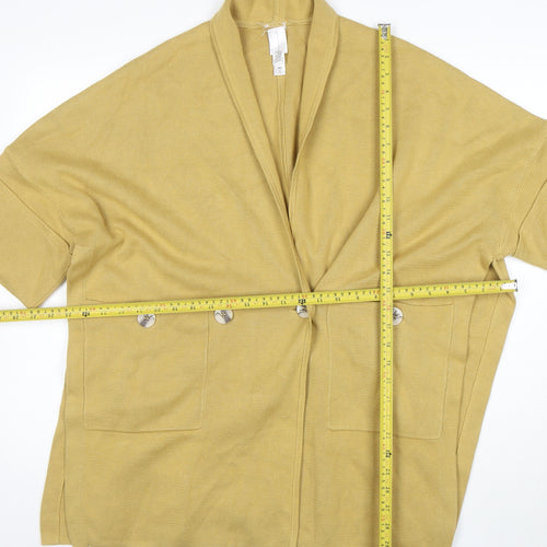 Marla Wynne Women's Beige Short Sleeve Open Cardigan XS