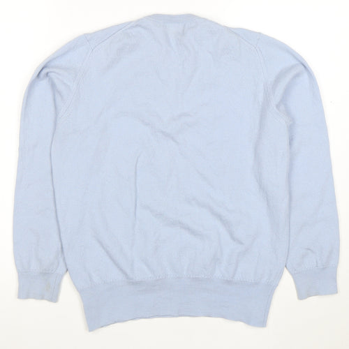 Johnstons of Elgin Womens Blue Wool Crew Neck Jumper Size 14