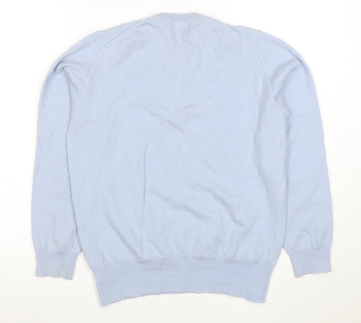 Johnstons of Elgin Womens Blue Wool Crew Neck Jumper Size 14