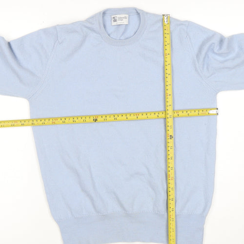 Johnstons of Elgin Womens Blue Wool Crew Neck Jumper Size 14