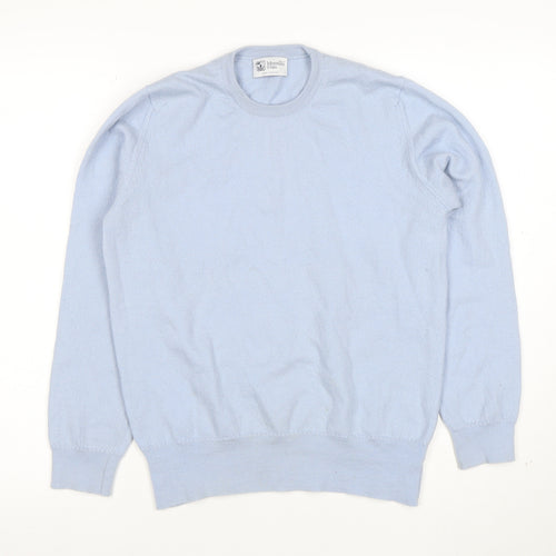 Johnstons of Elgin Womens Blue Wool Crew Neck Jumper Size 14