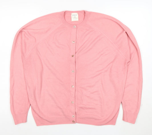 Jonelle Womens Pink Acrylic Button Cardigan Size 18 Classic Knit