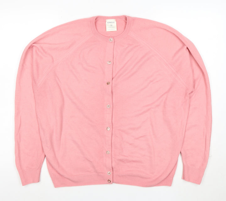 Jonelle Womens Pink Acrylic Button Cardigan Size 18 Classic Knit