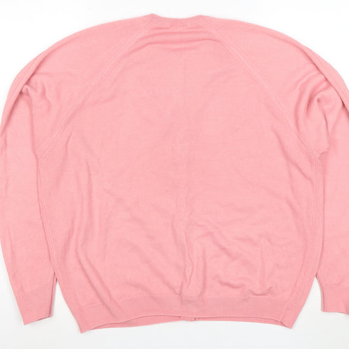 Jonelle Womens Pink Acrylic Button Cardigan Size 18 Classic Knit