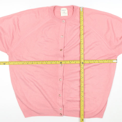 Jonelle Womens Pink Acrylic Button Cardigan Size 18 Classic Knit