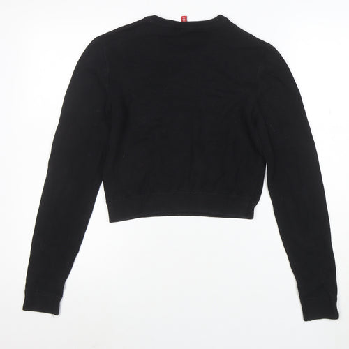 H&M Divided Womens Black XS Knit Pullover Jumper Crew Neck 'Lazy Monday Daze'