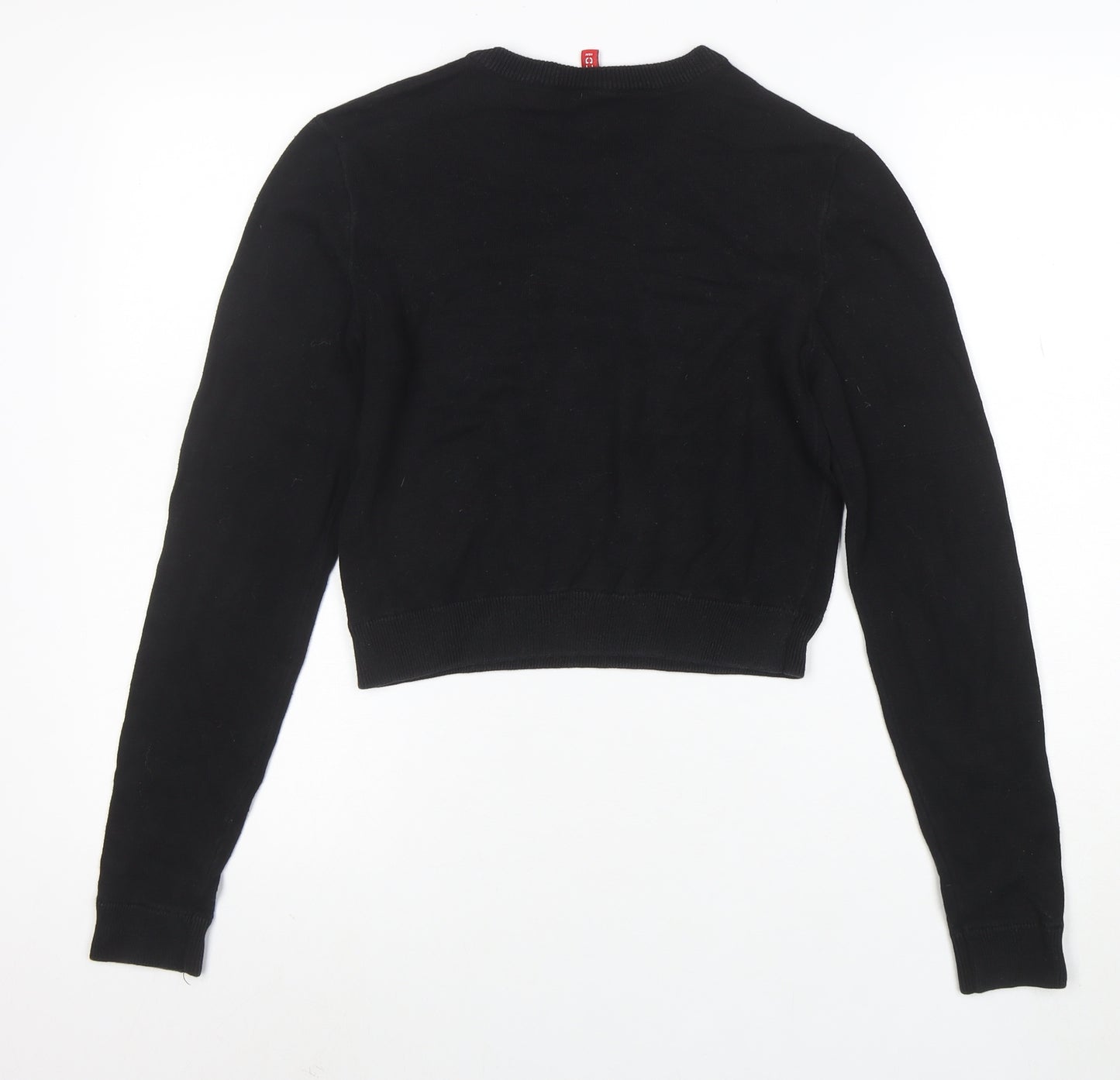 H&M Divided Womens Black XS Knit Pullover Jumper Crew Neck 'Lazy Monday Daze'