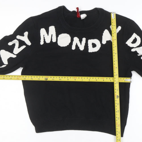 H&M Divided Womens Black XS Knit Pullover Jumper Crew Neck 'Lazy Monday Daze'