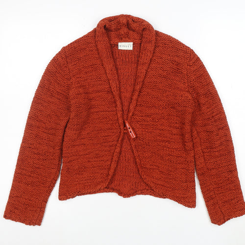 Minuet Women’s Orange Chunky Knit Cardigan UK 8 V-Neck Long Sleeve