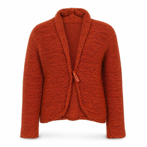 Minuet Women’s Orange Chunky Knit Cardigan UK 8 V-Neck Long Sleeve