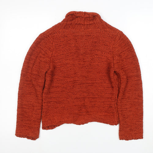 Minuet Women’s Orange Chunky Knit Cardigan UK 8 V-Neck Long Sleeve