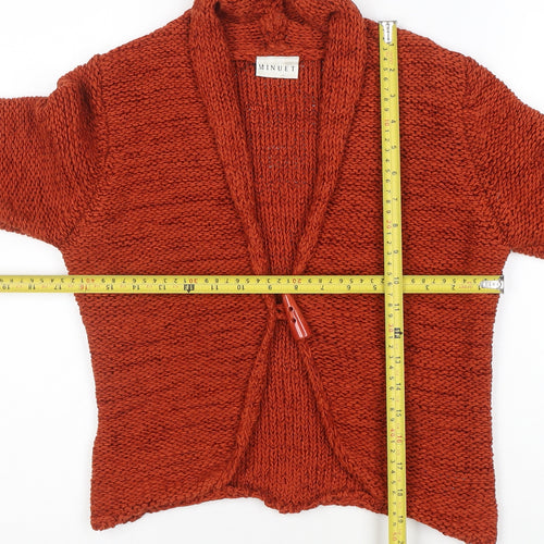 Minuet Women’s Orange Chunky Knit Cardigan UK 8 V-Neck Long Sleeve