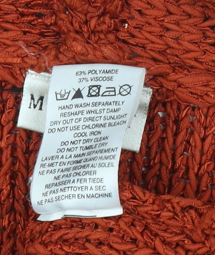 Minuet Women’s Orange Chunky Knit Cardigan UK 8 V-Neck Long Sleeve