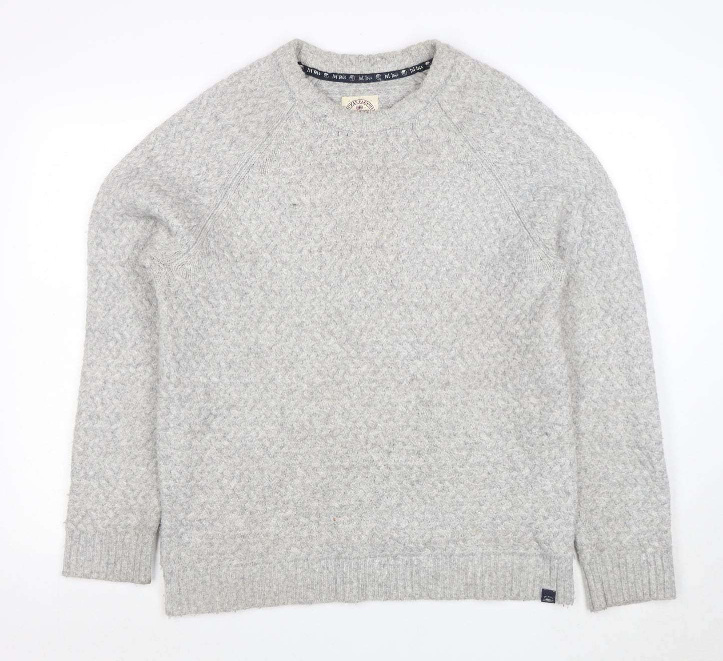 Fat Face Men's Grey Wool Blend Crew Neck Jumper Size L