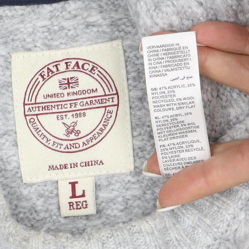 Fat Face Men's Grey Wool Blend Crew Neck Jumper Size L