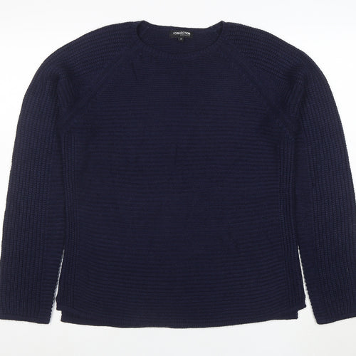 Debenhams Women Blue Cotton Chunky Knit Crew Neck Jumper Size 14