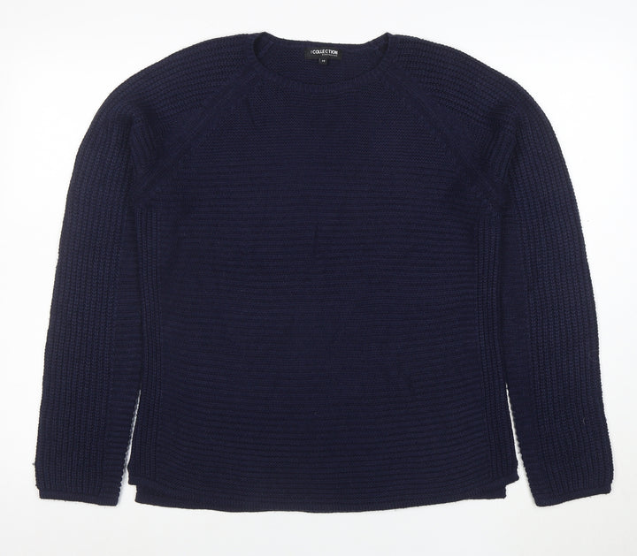 Debenhams Women Blue Cotton Chunky Knit Crew Neck Jumper Size 14
