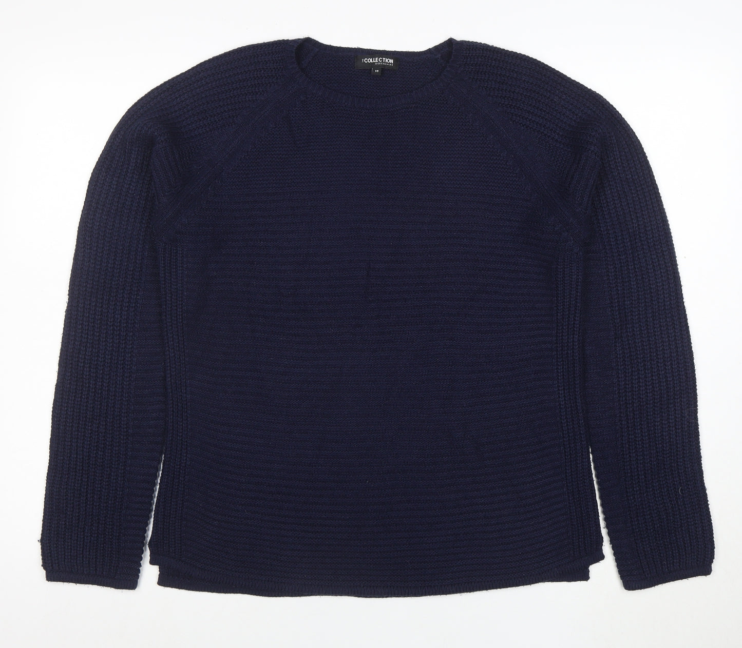 Debenhams Women Blue Cotton Chunky Knit Crew Neck Jumper Size 14