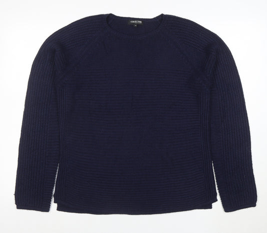 Debenhams Women Blue Cotton Chunky Knit Crew Neck Jumper Size 14