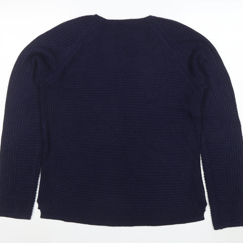 Debenhams Women Blue Cotton Chunky Knit Crew Neck Jumper Size 14