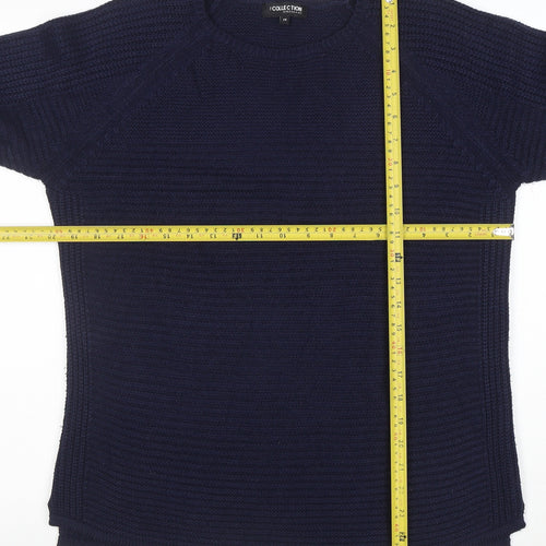 Debenhams Women Blue Cotton Chunky Knit Crew Neck Jumper Size 14