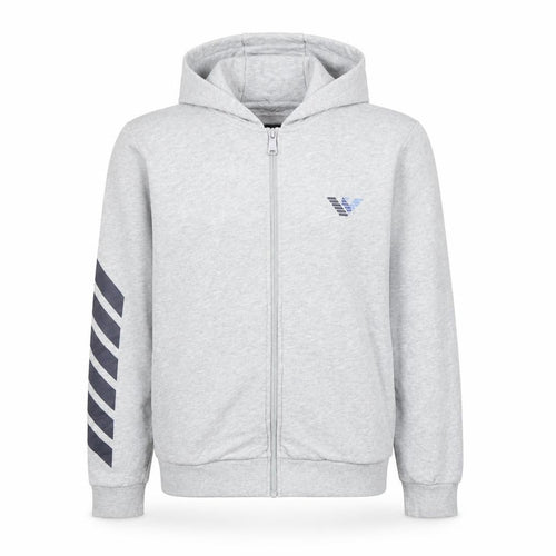 Emporio Armani Boys Grey Full Zip Hoodie - Size 14A 166cm - Cotton Blend