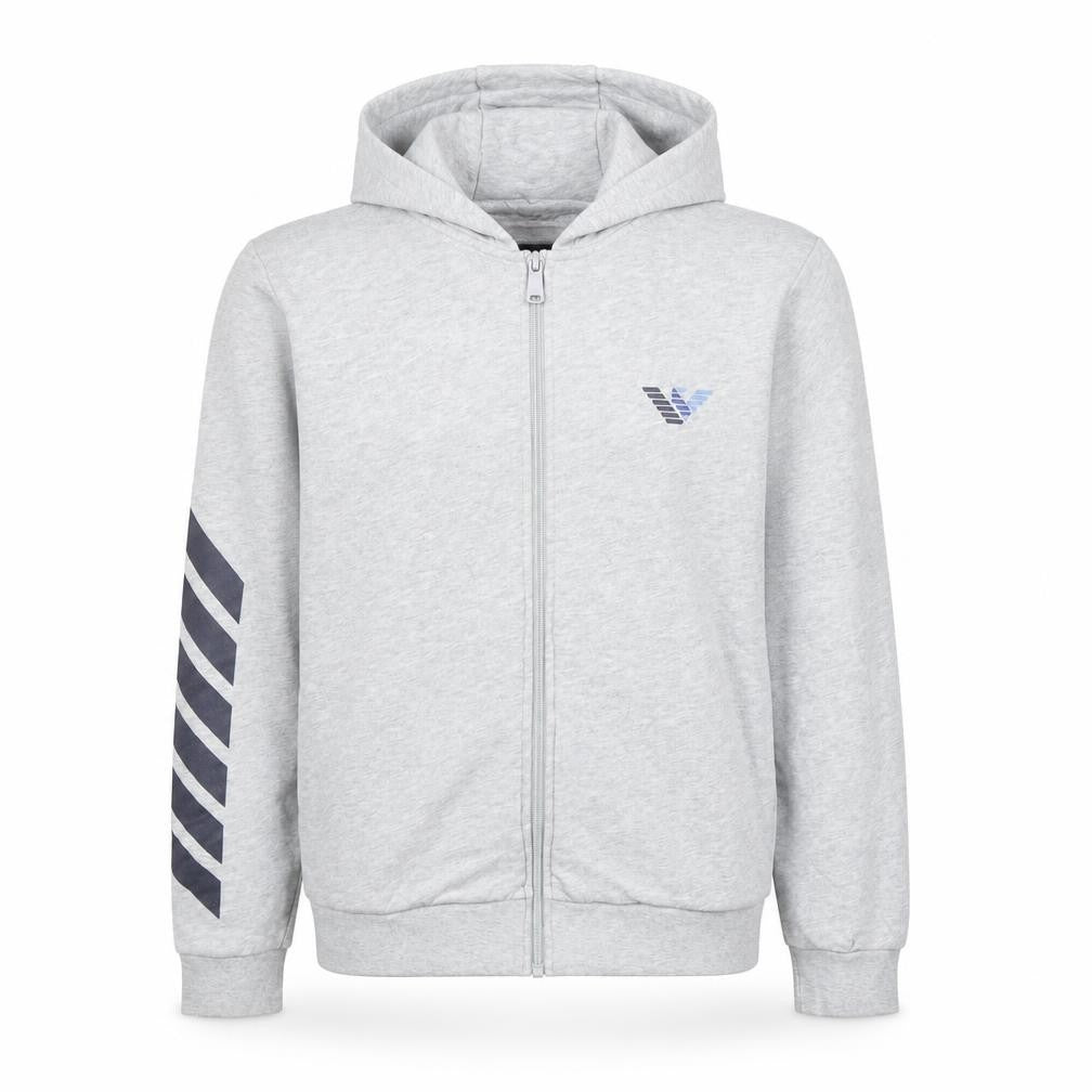 Emporio Armani Boys Grey Full Zip Hoodie - Size 14A 166cm - Cotton Blend