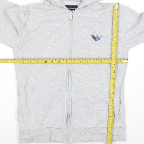 Emporio Armani Boys Grey Full Zip Hoodie - Size 14A 166cm - Cotton Blend