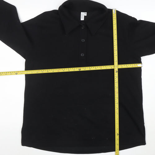 & Other Stories Women Black Henley Sweatshirt Size 12 Cotton Blend