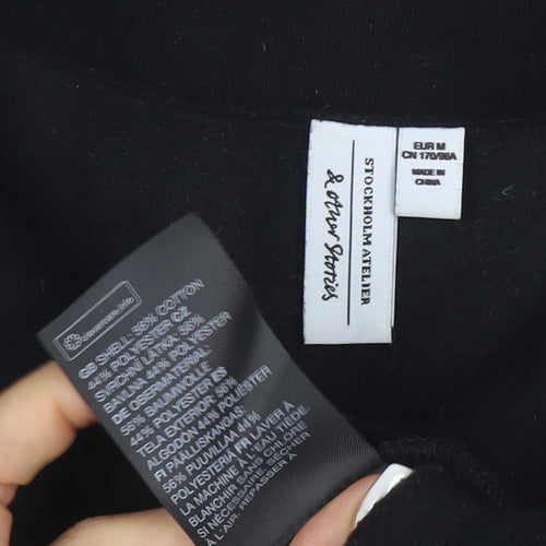 & Other Stories Women Black Henley Sweatshirt Size 12 Cotton Blend