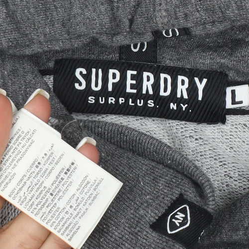 Superdry Men’s Grey Pullover Hoodie L Graphic Print Hooded Sweatshirt